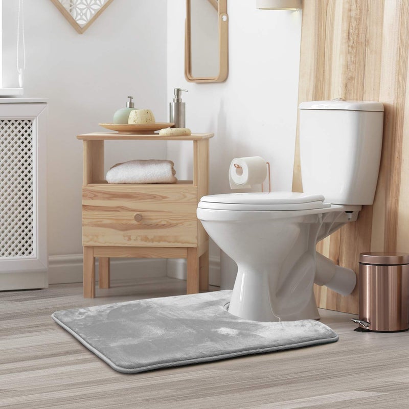 Clara Clark Bathroom Contour Rug, Ultra Soft Non Slip and Cozy, Velvet Memory Foam Toilet U-Shaped Bath Mat - Image 2